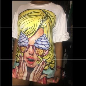 white ruffle sleeve shirt dress